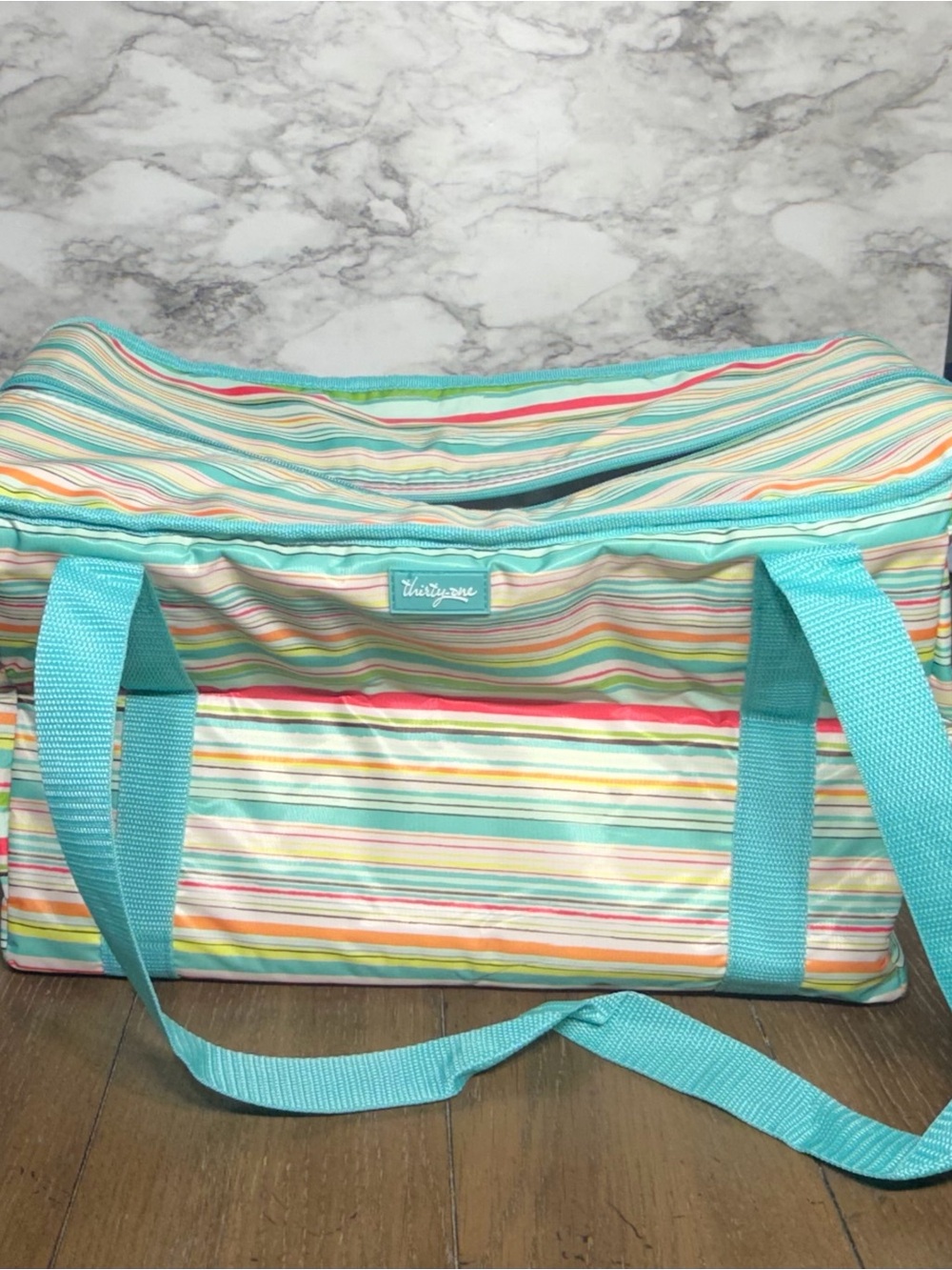 Thirty-One NWT Fresh Market Thermal Cooler Sunny Stripe Print  Travel Camping